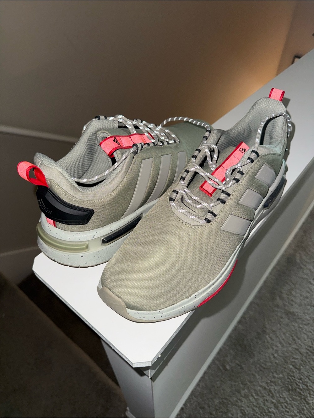 adidas Men’s Gray Sneakers with Coral Highlights